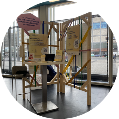 Workshop Zukunftsszenario Stand bei Event aus Holz